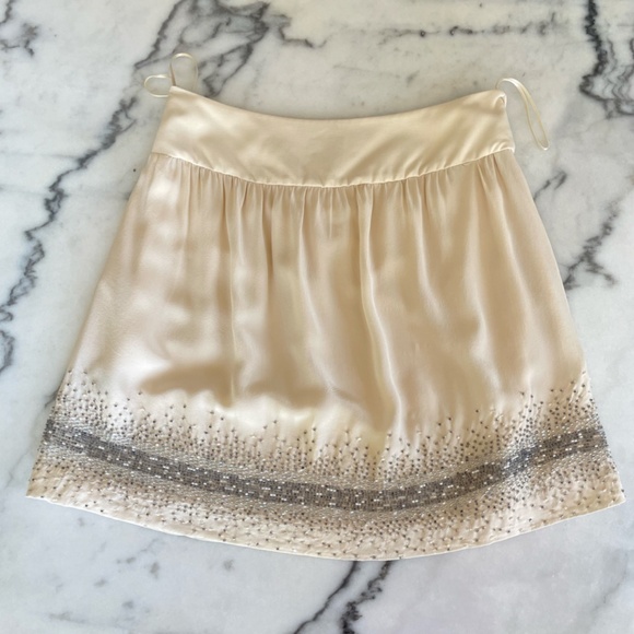 Club Monaco Cream Skirt with Embellished Beading Details - Picture 9 of 12